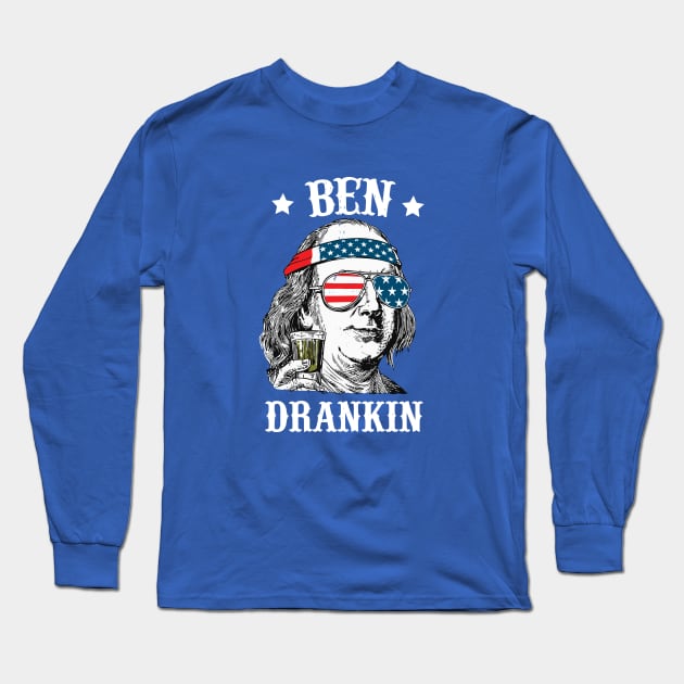 Ben Drankin - USA Benjamin Franklin Long Sleeve T-Shirt by BodinStreet